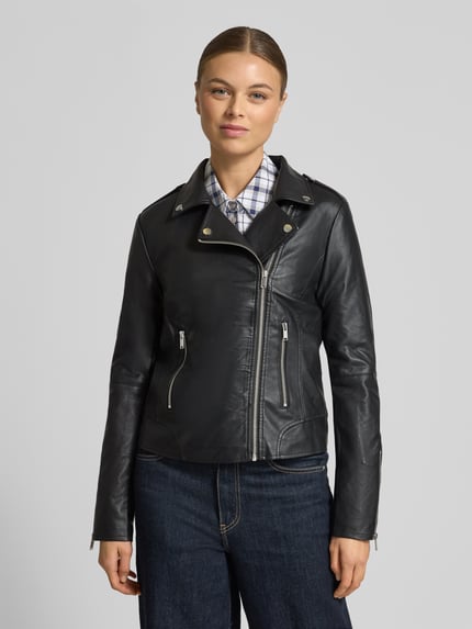 VILA Bikerjack in leerlook, model 'Cara' Zwart - 4