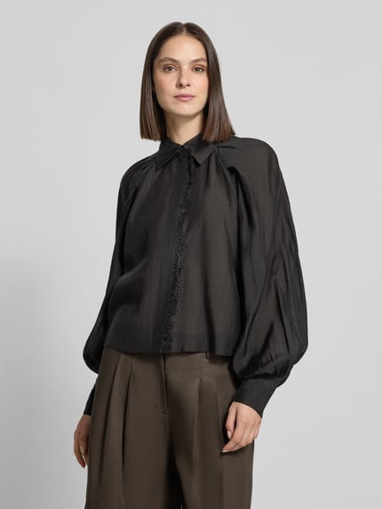 Cph Muse Regular fit blouse van lyocellmix met kant model 'MOLLY' Black - 4