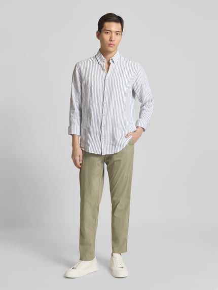 Selected Slim Fit Hose mit Tunnelzug Modell 'LERO' Schilf 1