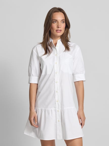 Liu Jo White Hemdblusenkleid mit Stehkragen und Bindegürtel Weiss 4