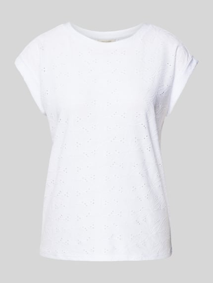 FREE/QUENT T-Shirt mit Lochstickerei Modell 'Blond' Weiss 2