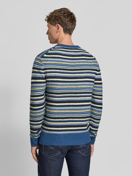 Scotch & Soda sweter z dzianiny o kroju regular fit z wzór w paski Błękitny 5