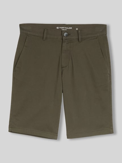 Tom Tailor Slim Fit Chinoshorts aus reiner Baumwolle Oliv 2