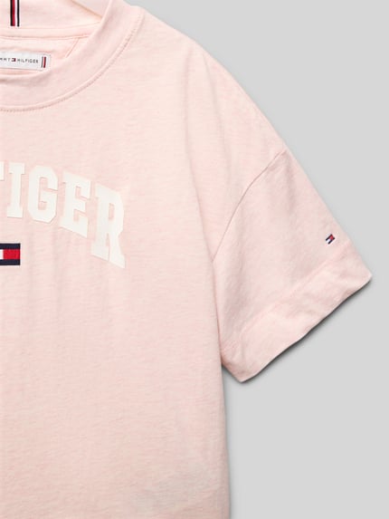 Tommy Hilfiger Teens T-shirt z okrągłym dekoltem i wyhaftowanym logo Morelowy 2