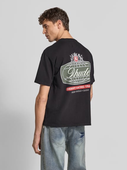 RHUDE T-Shirt reiner Baumwolle mit Label-Print Black 5