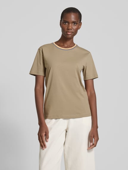 Jake*s Casual T-Shirt mit geripptem Rundhalsausschnitt Lind 4