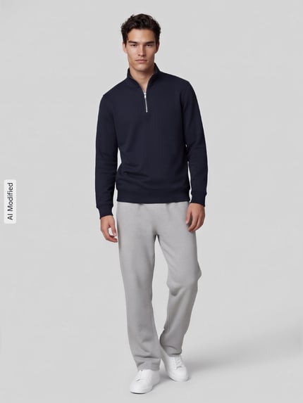 Marc O'Polo DENIM Regular Fit Troyer aus reiner Baumwolle Marine 1