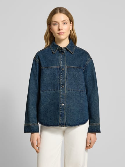 OPUS Denim shirt in model met gebruikte look 'Jaspa' Jeansblauw - 4