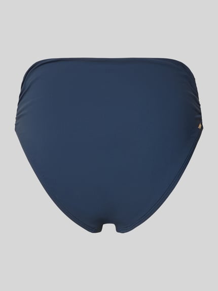 Productfoto, high waist bikinislip met labeldetail model 'SOLID' van Barts, donkerblauw, materiaalmix met stretch, dames
