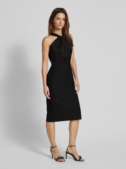 BOSS Knielange jurk met halter, model 'Datinar' Zwart - 1
