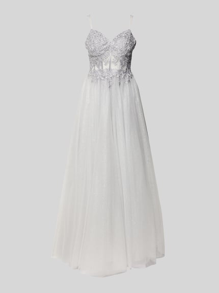 LUXUAR FASHION Abendkleid mit Ziersteinbesatz Silber 2