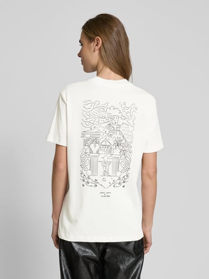 Selected T-shirt z nadrukiem z napisem model ‘RELA COLWOMAN’ Biały 5