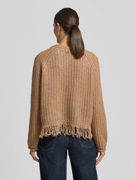 Smith and Soul Regular Fit Strickpullover aus Woll-Mix mit Fransen Mittelbraun 5