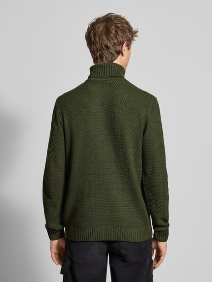 JACK & JONES Rollkragenpullover mit Zopfmuster Modell 'PAUL' Dunkelgruen 5