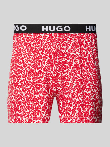 HUGO Relaxed Fit Pyjama-Shorts mit elastischem Label-Bund Rot 1