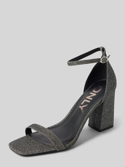 ONLY Sandalen met hak in glitterlook, model 'ANYX' Zilver - 1