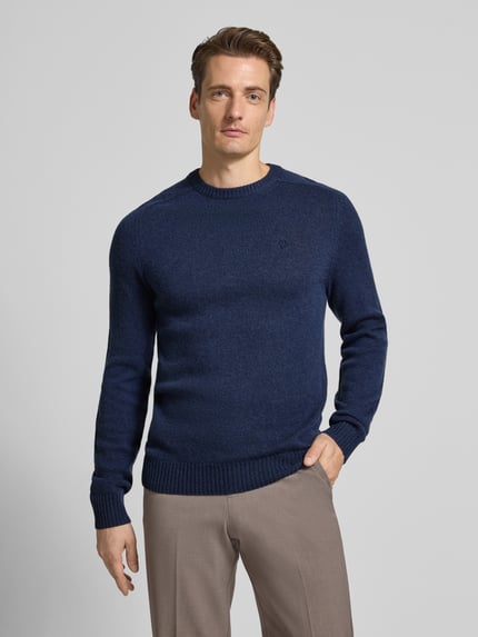 MCNEAL Regular Fit Strickpullover aus reiner Wolle Dunkelblau Melange 4