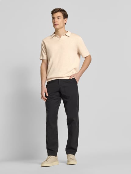 Selected Regular Fit Poloshirt aus Baumwoll-Leinen-Mix Modell 'MATTIS' Offwhite 1