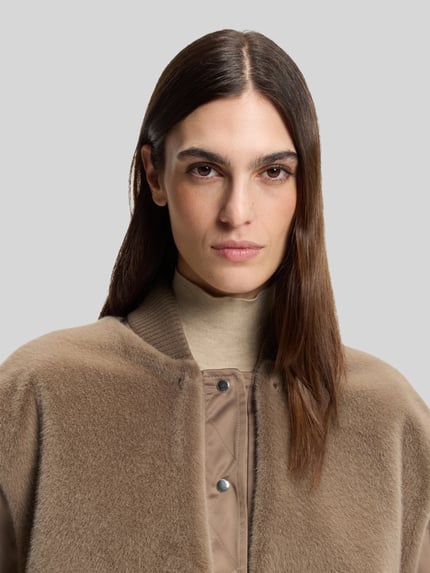 BOSS Regular Fit Bomberjacke mit abnehmbarer Weste aus Kunstfell Mud 3