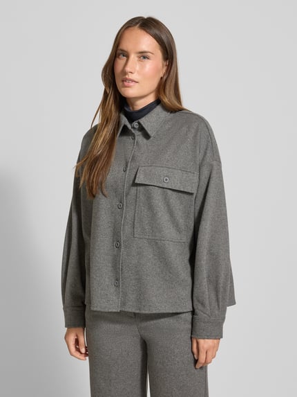 Weekend Max Mara Bluzka koszulowa o kroju oversized z dodatkiem bawełny model ‘NANCY’ Ciemnoszary 4