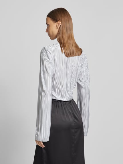 VERO MODA Shirt met lange mouwen en knoopdetails van plissé, model 'PLIS' Beige - 5