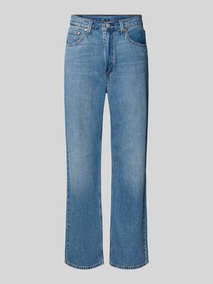 Produktfoto, Straight Fit Jeans im 5-Pocket-Design Modell 'Live' von Levi's®, blaue Baumwolle, mittlere Waschung, Herrenjeans