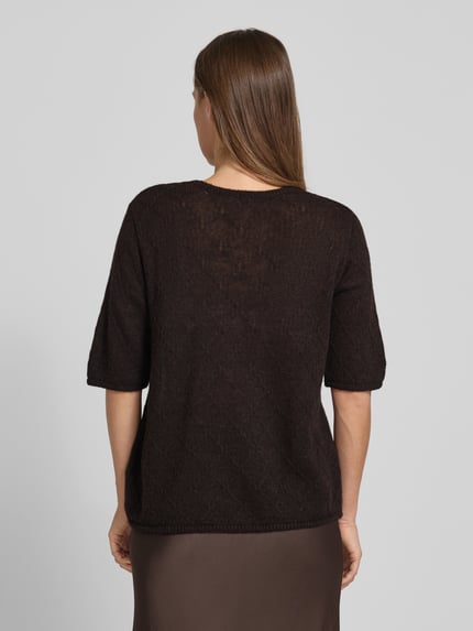 Milano Italy Regular Fit Strickshirt mit Alpaka-Anteil und 1/2-Arm Schoko 5