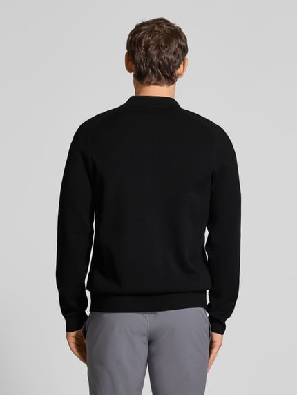 BOSS Green Relaxed fit gebreid jack van viscosemix, model 'HOLE' Zwart - 5