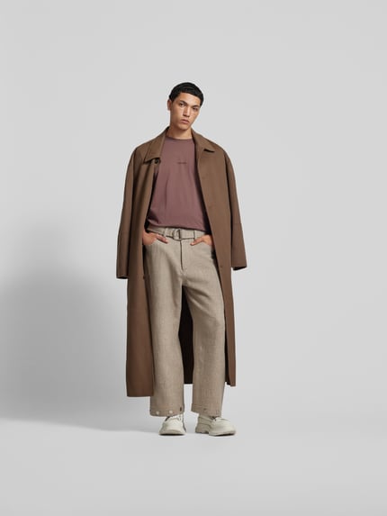 Nanushka Weite Stoffhose mit Taillengürtel Beige 1