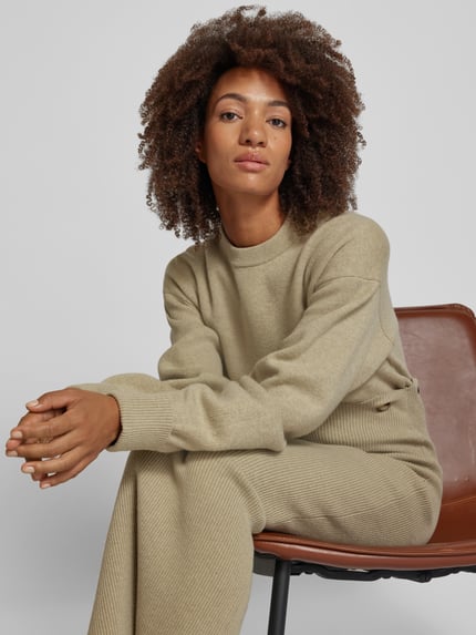 Nanushka Gebreide jurk met ribboorden Taupe - 3