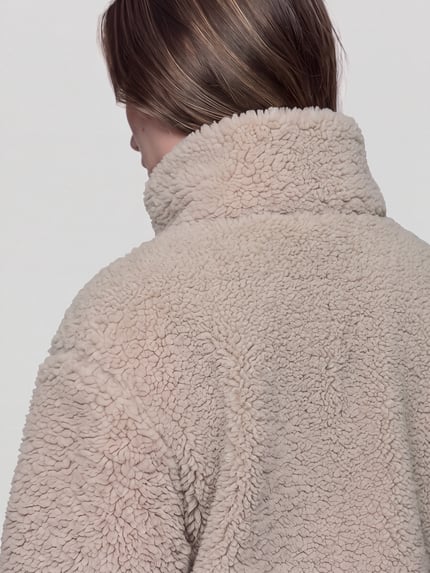 ONLY Teddyjacke mit hohem Stehkragen Sand 3