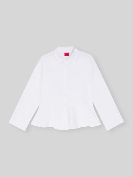 HUGO slim fit blouse van puur katoen met peplum model 'EMBRELLA' Wit - 2