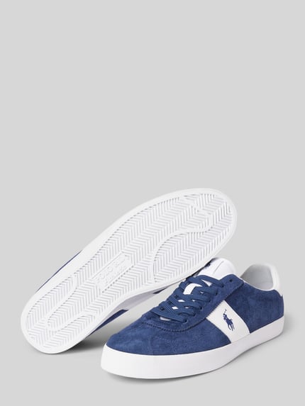 Polo Ralph Lauren Leren sneakers met logostitching, model 'COURT' Donkerblauw - 4