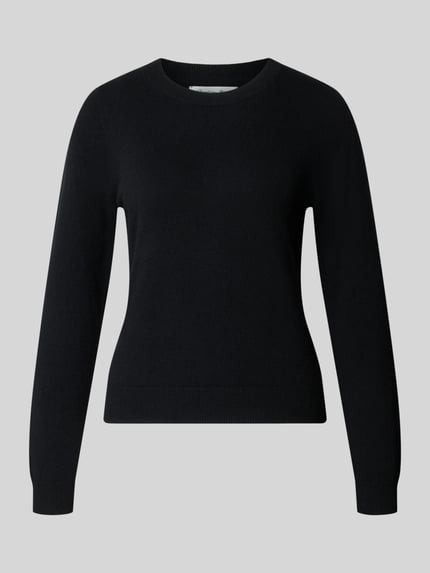 Produktfoto, Slim Fit Strickpullover aus reinem Kaschmir von Christian Berg Woman in Schwarz mit taillierter Passform und elastischen Abschlüssen.