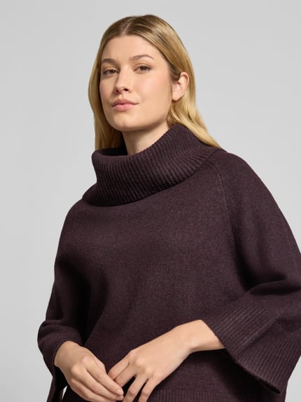 COMMA Relaxed Fit Strickpullover aus elastischem Woll-Mix Bordeaux 3