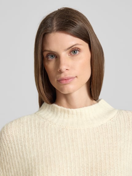 American Vintage Oversized Strickpullover mit Stehkragen Offwhite Melange 3