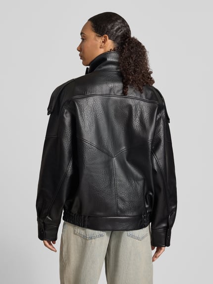 ONLY Lederjacke mit hohem Stehkragen Modell 'ONLVANI' Black 5