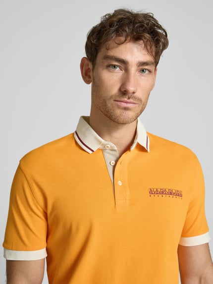 Napapijri Slim fit poloshirt met labelprint Oranje - 3