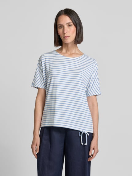 Oui T-Shirt mit Tunnelzug am Saum Dunkelblau 4