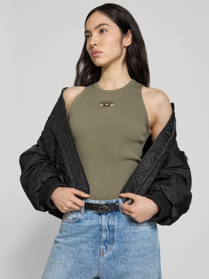 Diesel Top z detalem z logo Khaki 3