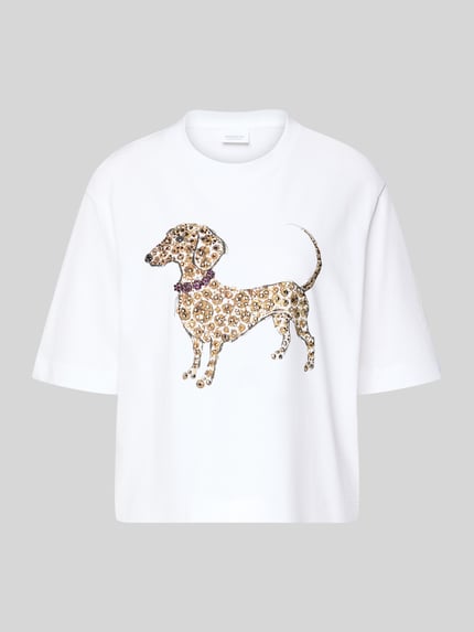 Rich & Royal T-Shirt mit Motiv-Print und Ziersteinbesatz Weiss 2