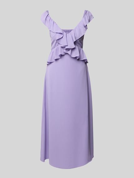 VILA Midi-jurk met volants, model 'ELKE' Lila - 2