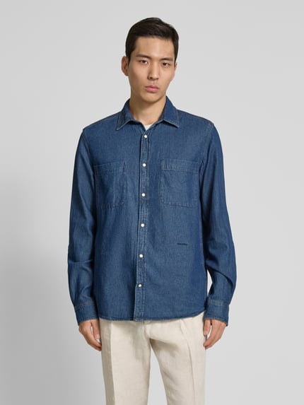 GABBA Koszula jeansowa o kroju regular fit z kieszeniami na piersi model ‘Sven’ Granatowy 4