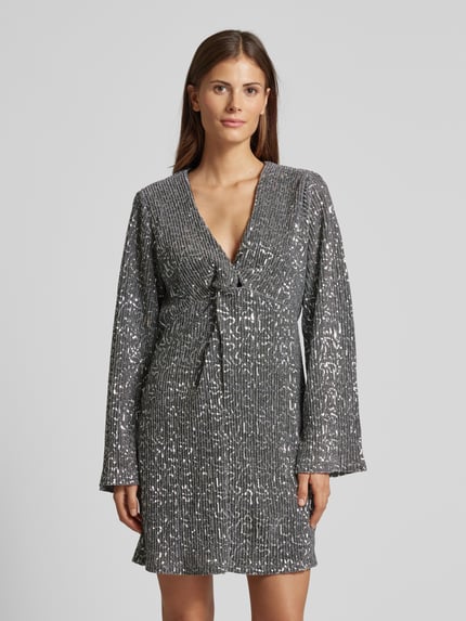 VILA Minikleid mit Paillettenbesatz Modell 'SANADU' Silber 4