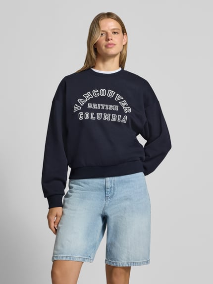 JJXX Sweatshirt van katoenmix model 'MERLE' Donkerblauw gemêleerd - 4