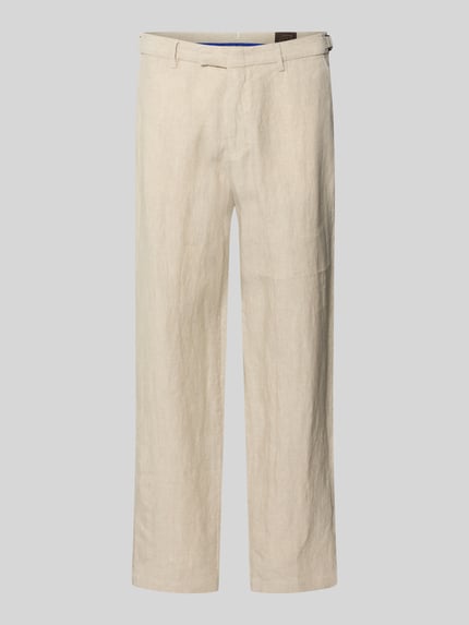 Produktfoto, Leinenhose mit französischen Eingrifftaschen von g1920, len, krój straight fit, szerokość w rozmiarze 32/32: 44 cm, długość wewnętrzna nogawki: 79 cm, kolor jasny beż, widoczna faktura lnu