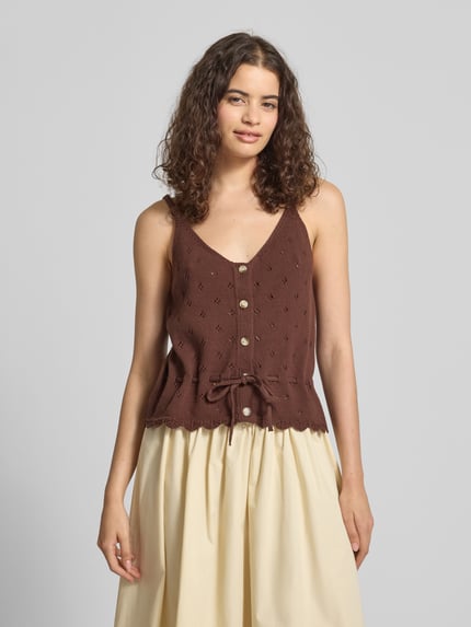 PIECES regular fit tanktop van puur katoen model 'PUKA' Donkerbruin - 4