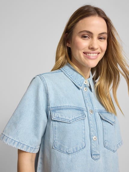 Jake*s Casual Knielange jeansjurk met opgestikte borstzakken Jeansblauw - 3