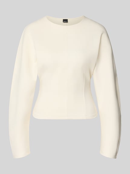 Produktfoto, Sweatshirt mit Rundhalsausschnitt von Gina Tricot, Damen, Baumwoll-Mix mit Stretch-Anteil, Sculpted Fit, leicht abgerundeter Saum, cremefarben