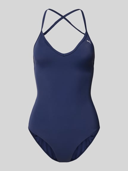 PUMA Badpak met V-hals. Marineblauw - 1
